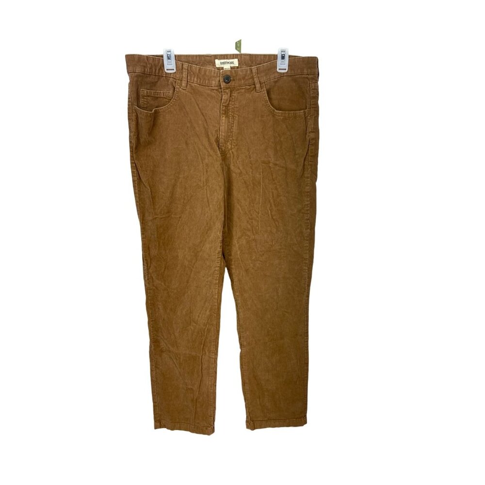 Goodthreads Mens 36W‎ x 31L Pants Chico Brown Corduroy Slim Fit New